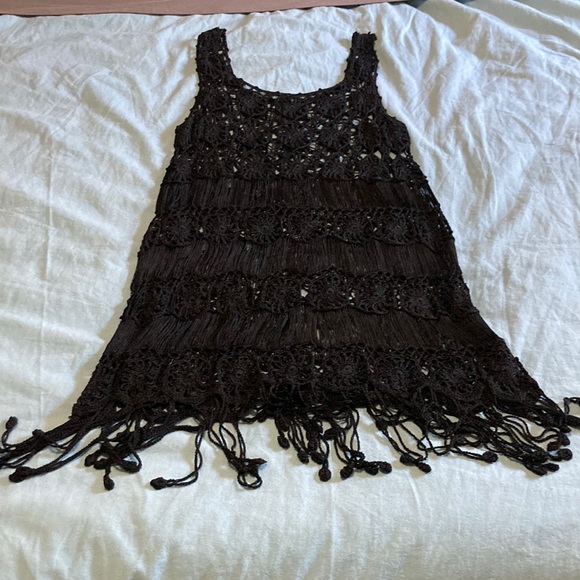 Black crochet dress great quality feels vintage - Picture 1 of 5